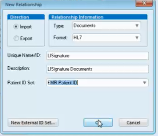 Screenshot of Setting up the Relationship for Documents